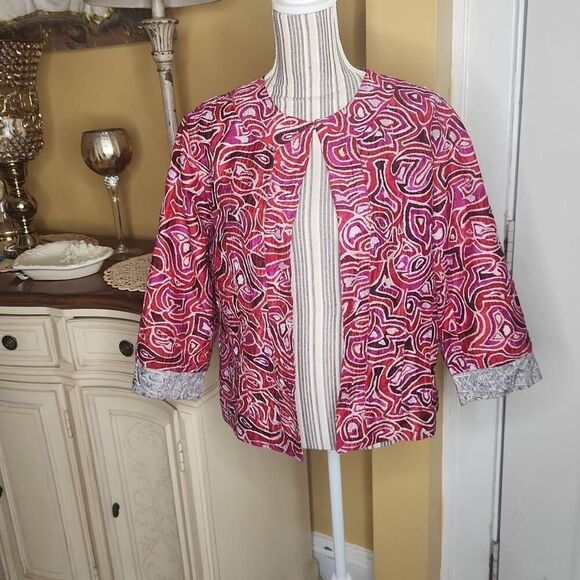 Chico's textured light 100% silk jacket women's size Medium - Picture 1 of 5